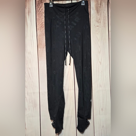 Nike High Waist Dri-FIT Black Leggings With Drawstrings Womens Small - Picture 1 of 8